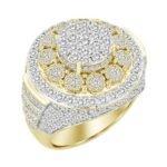 MEN'S RING 4 CT ROUND DIAMOND 10K YELLOW GOLD