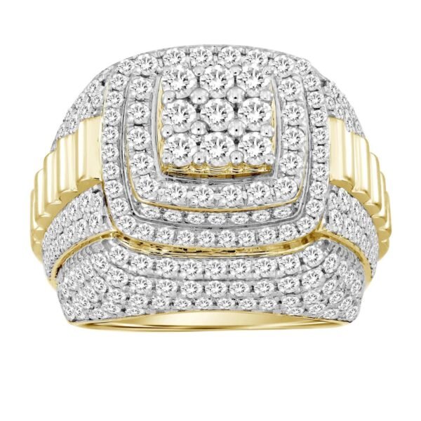 MEN'S RING 5 CT ROUND DIAMOND 10K YELLOW GOLD