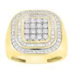 MEN'S RING 1 CT ROUND/BAGUETTE DIAMOND 10K YELLOW GOLD