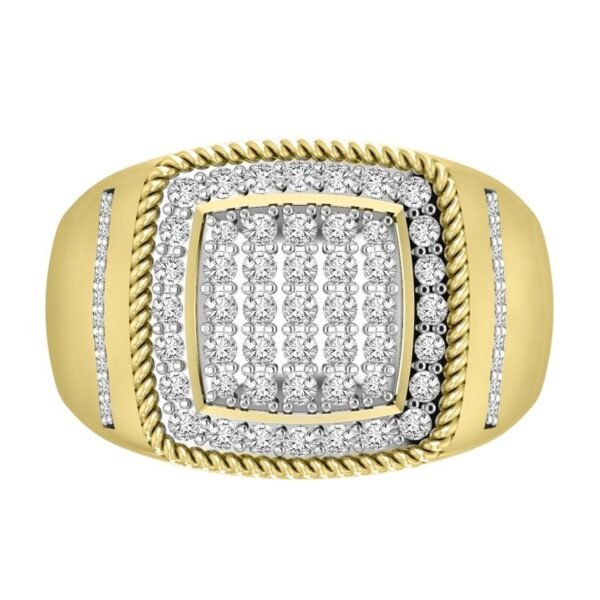 MEN'S RING 1 CT ROUND DIAMOND 10K YELLOW GOLD