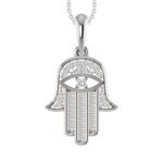 LADIES PENDANT 1/5 CT ROUND/BAGUETTE DIAMOND 10K WHITE GOLD