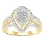 LADIES RING 1/4 CT ROUND/BAGUETTE DIAMOND 10K YELLOW GOLD