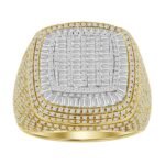 MEN'S RING 2 CT ROUND/BAGUETTE DIAMOND 10K YELLOW GOLD