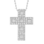 MEN'S CROSS 1/2 CT ROUND/BAGUETTE DIAMOND 10K WHITE GOLD