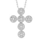 MEN'S CROSS 1/2 CT ROUND/BAGUETTE DIAMOND 10K WHITE GOLD