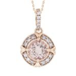 LADIES PENDANT 1/5 CT ROUND/PEACH MORGANITE DIAMOND 10K ROSE GOLD (CENTER - 1 1/5)