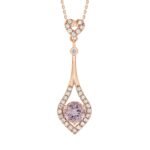 LADIES PENDANT 1/5 CT ROUND/PEACH MORGANITE DIAMOND 10K ROSE GOLD (CENTER - 3/4)
