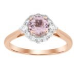 LADIES RING 3/8 CT ROUND/PEACH MORGANITE DIAMOND 10K ROSE GOLD(CENTER-3/4)