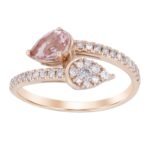 LADIES RING 1/3 CT ROUND/PEAR/PEACH MORGANITE DIAMOND 10K ROSE GOLD(CENTER-1/2)