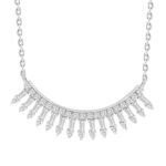 LADIES NECKLACE 1/2 CT ROUND/BAGUETTE DIAMOND 10K WHITE GOLD