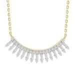 LADIES NECKLACE 1/2 CT ROUND/BAGUETTE DIAMOND 10K YELLOW GOLD