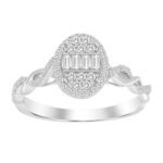 LADIES RING 1/4 CT ROUND/BAGUETTE DIAMOND 10K WHITE GOLD