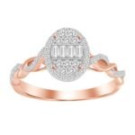 LADIES RING 1/4 CT ROUND/BAGUETTE DIAMOND 10K ROSE GOLD