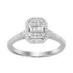 LADIES RING 1/4 CT ROUND/BAGUETTE DIAMOND 10K WHITE GOLD