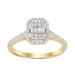 LADIES RING 1/4 CT ROUND/BAGUETTE DIAMOND 10K YELLOW GOLD