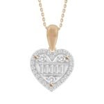LADIES PENDANT 1/5 CT ROUND/BAGUETTE DIAMOND 10K ROSE GOLD