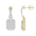 LADIES EARRING 1/3 CT ROUND/BAGUETTE DIAMOND 10K YELLOW GOLD