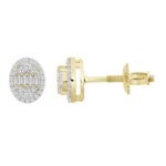 LADIES EARRING 1/4 CT ROUND/BAGUETTE DIAMOND 10K YELLOW GOLD