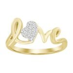 LADIES RING 1/10 CT ROUND DIAMOND 10K YELLOW GOLD