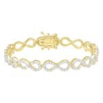 LADIES BRACELET 1 CT ROUND/BAGUETTE DIAMOND 10K YELLOW GOLD