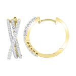 LADIES HOOPS 3/4 CT ROUND DIAMOND 10K YELLOW GOLD