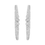 LADIES HOOPS 1 1/2 CT ROUND DIAMOND 10K WHITE GOLD