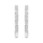 LADIES HOOPS 1 CT ROUND DIAMOND 10K WHITE GOLD