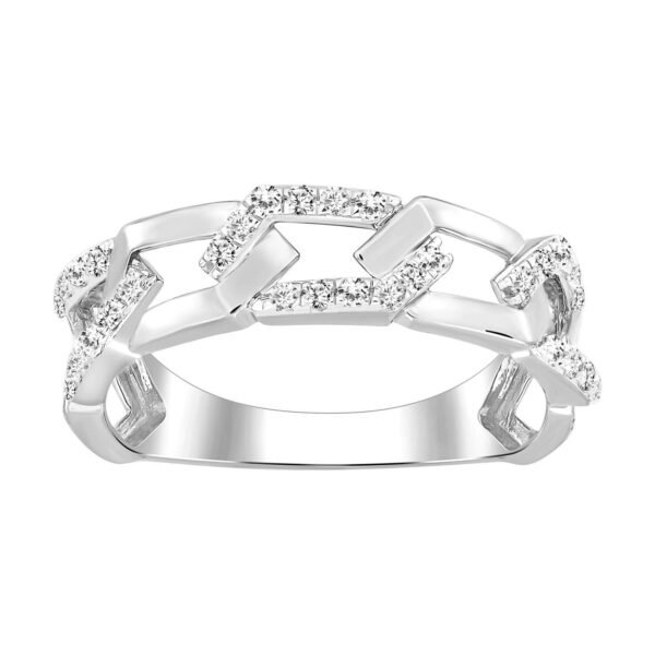 LADIES STACKABLE BAND 1/4 CT ROUND DIAMOND 10K WHITE GOLD