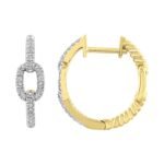 LADIES HOOPS 1/6 CT ROUND DIAMOND 10K YELLOW GOLD