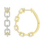LADIES HOOPS 1/2 CT ROUND DIAMOND 10K YELLOW GOLD