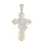 MEN'S CHARM 1 1/2 CT ROUND/BAGUETTE DIAMOND 10K YELLOW GOLD