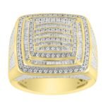 MEN'S RING 1 CT ROUND/BAGUETTE DIAMOND 10K YELLOW GOLD