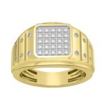 MEN'S RING 1 CT ROUND DIAMOND 10K YELLOW GOLD