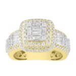 LADIES RING 2 1/2 CT ROUND/BAGUETTE DIAMOND 10K YELLOW GOLD