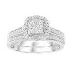 LADIES BRIDAL RING SET 1/2 CT ROUND DIAMOND 10K WHITE GOLD