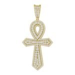 MEN'S CROSS 3 CT ROUND DIAMOND 10K YELLOW GOLD