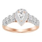 LADIES SEMI MOUNT RING 3/4 CT ROUND/PEAR DIAMOND 14K ROSE GOLD (SI QUALITY)