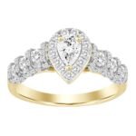 LADIES SEMI MOUNT RING 3/4 CT ROUND/PEAR DIAMOND 14K YELLOW GOLD (SI QUALITY)