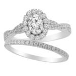 LADIES BRIDAL RING SET 1/2 CT ROUND DIAMOND 14K WHITE GOLD (SI QUALITY)