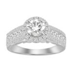 LADIES RING 1 1/4 CT ROUND DIAMOND 14K WHITE GOLD(CENTER STONE 3/4) (SI QUALITY)