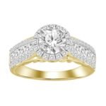 LADIES RING 1 1/4 CT ROUND DIAMOND 14K YELLOW GOLD(CENTER STONE 3/4) (SI QUALITY)