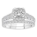 LADIES BRIDAL RING 2 1/3 CT ROUND/PRINCESS DIAMOND 14K WHITE GOLD(SI QUALITY)