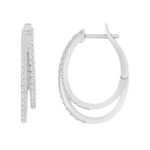 LADIES HOOPS 1/3 CT ROUND DIAMOND 10K WHITE GOLD