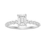LADIES RING 1/2 CT ROUND/EMERALD DIAMOND 14K WHITE GOLD(CENTER-1)