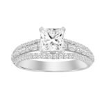 LADIES RING 1/2 CT ROUND/PRINCESS/BAGUETTE DIAMOND 14K WHITE GOLD(CENTER-1)