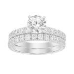 LADIES BRIDAL RING SET 1 CT ROUND DIAMOND 14K WHITE GOLD(CENTER-1)