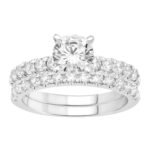 LADIES BRIDAL RING SET 1 CT ROUND DIAMOND 14K WHITE GOLD(CENTER-1)