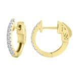 LADIES HOOPS 1/4 CT ROUND DIAMOND 10K YELLOW GOLD
