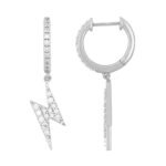 LADIES HOOPS 1/2 CT ROUND DIAMOND 10K WHITE GOLD