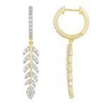 LADIES HOOPS 1/2 CT ROUND DIAMOND 10K YELLOW GOLD